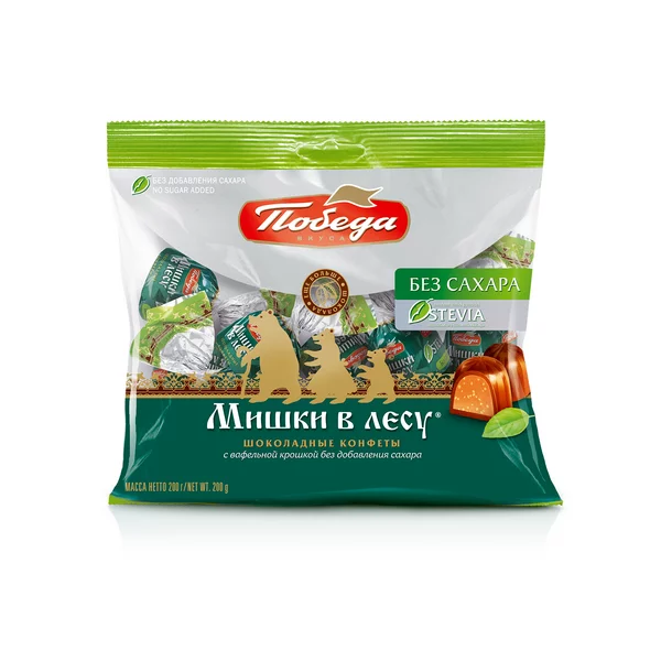Конфеты шоколадные без сахара "Мишки в лесу", 200г
