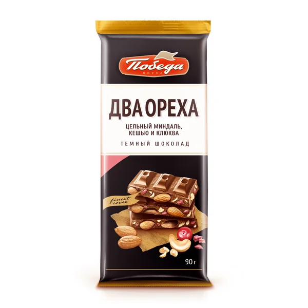 Шоколад "Темный с цельным миндалем, с кешью и клюквой", 90г